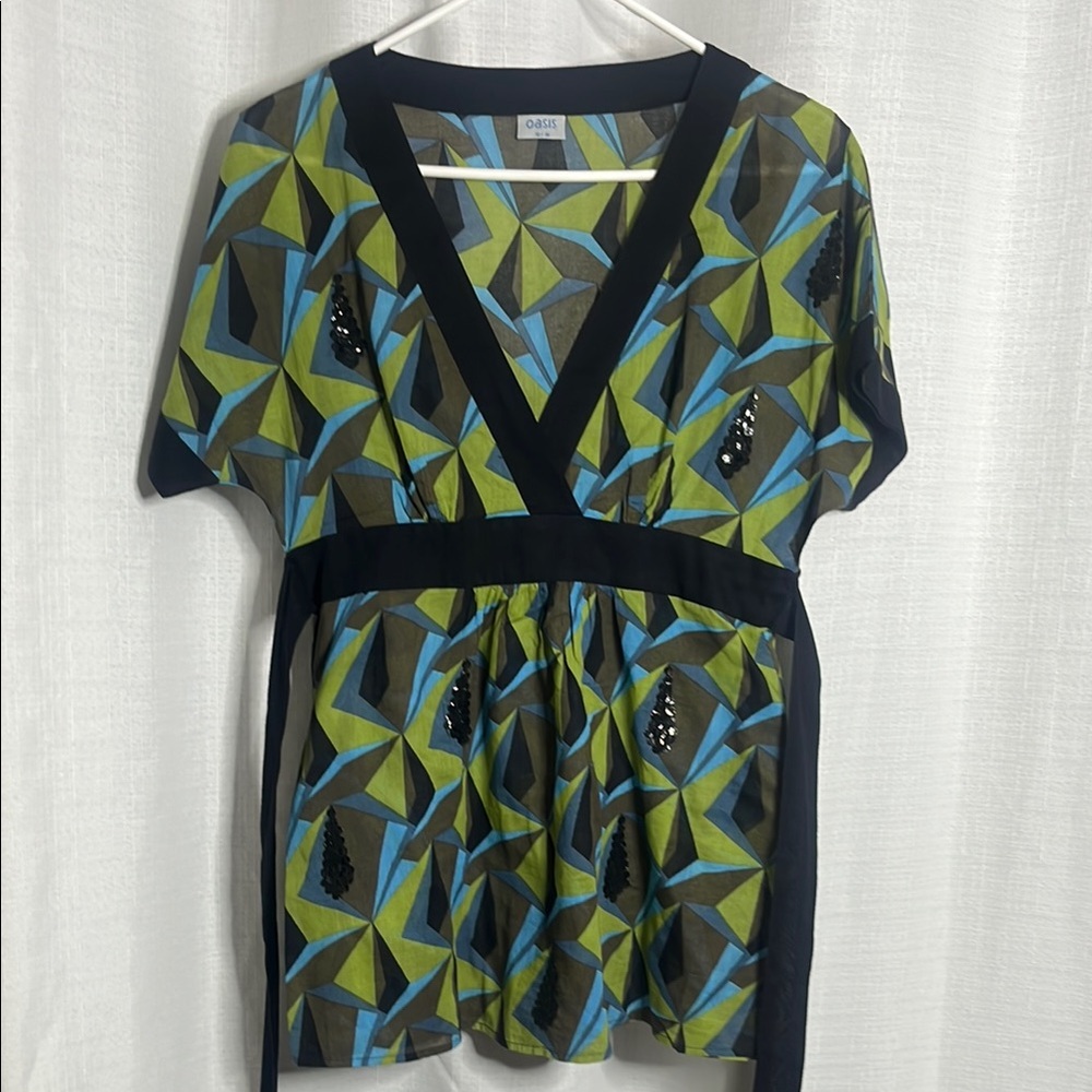 Oasis | y2k green geometric top with sequins